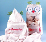 It's a Hoot Owl Hooded Bath Towel Set for Baby/Toddler (#BGC181) - StorkBabyGiftBaskets - 2