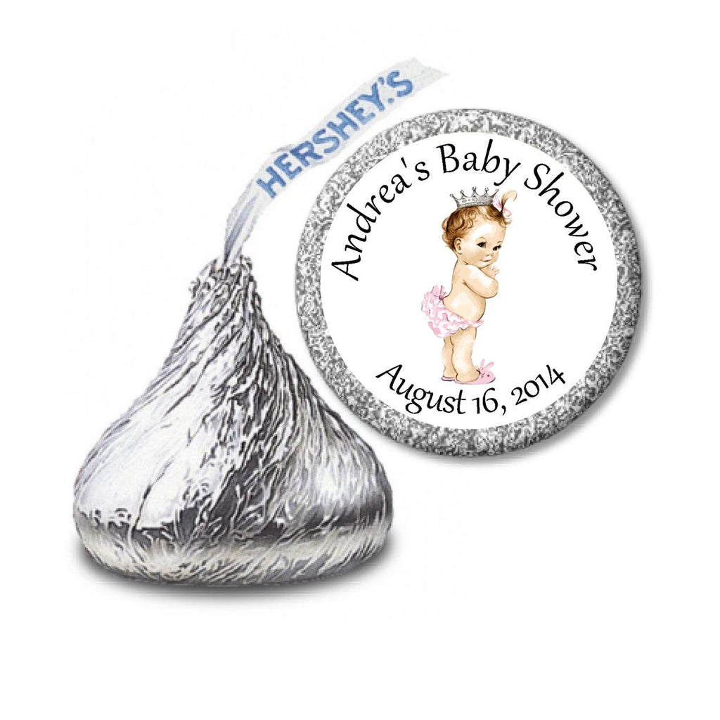 Vintage Princess Stickers - Kisses Candy Baby Shower - StorkBabyGiftBaskets.com