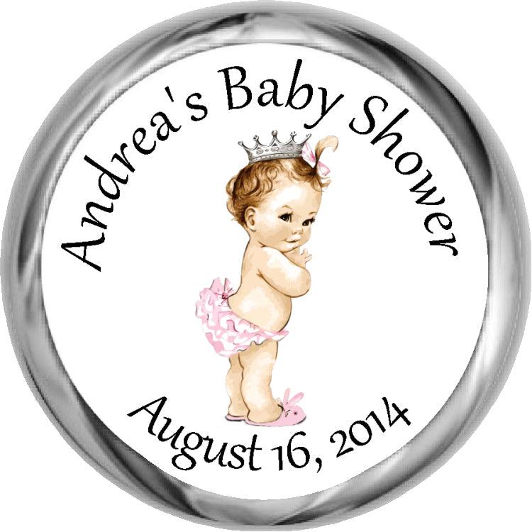 Vintage Princess Stickers - Kisses Candy Baby Shower 