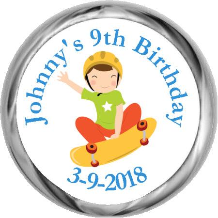 Boys Skateboarding Birthday Sticker - Hershey Kisses Favor - StorkBabyGiftBaskets.com