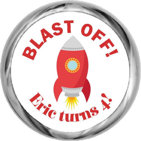 Red Rocket Sticker - KISSES Candy Birthday (#HKS311) - StorkBabyGiftBaskets