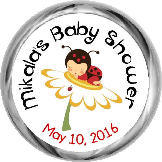 Little Ladybug Stickers -  Baby Girl HERSHEY'S KISSES (#HKS17) - StorkBabyGiftBaskets - 1