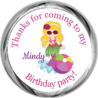 Mermaid Luau- Birthday Hershey Kisses Stickers - StorkBabyGiftBaskets.com