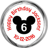 Mickey Mouse Sticker - Personalized HERSHEY KISS FAVOR (#HKS341) - StorkBabyGiftBaskets