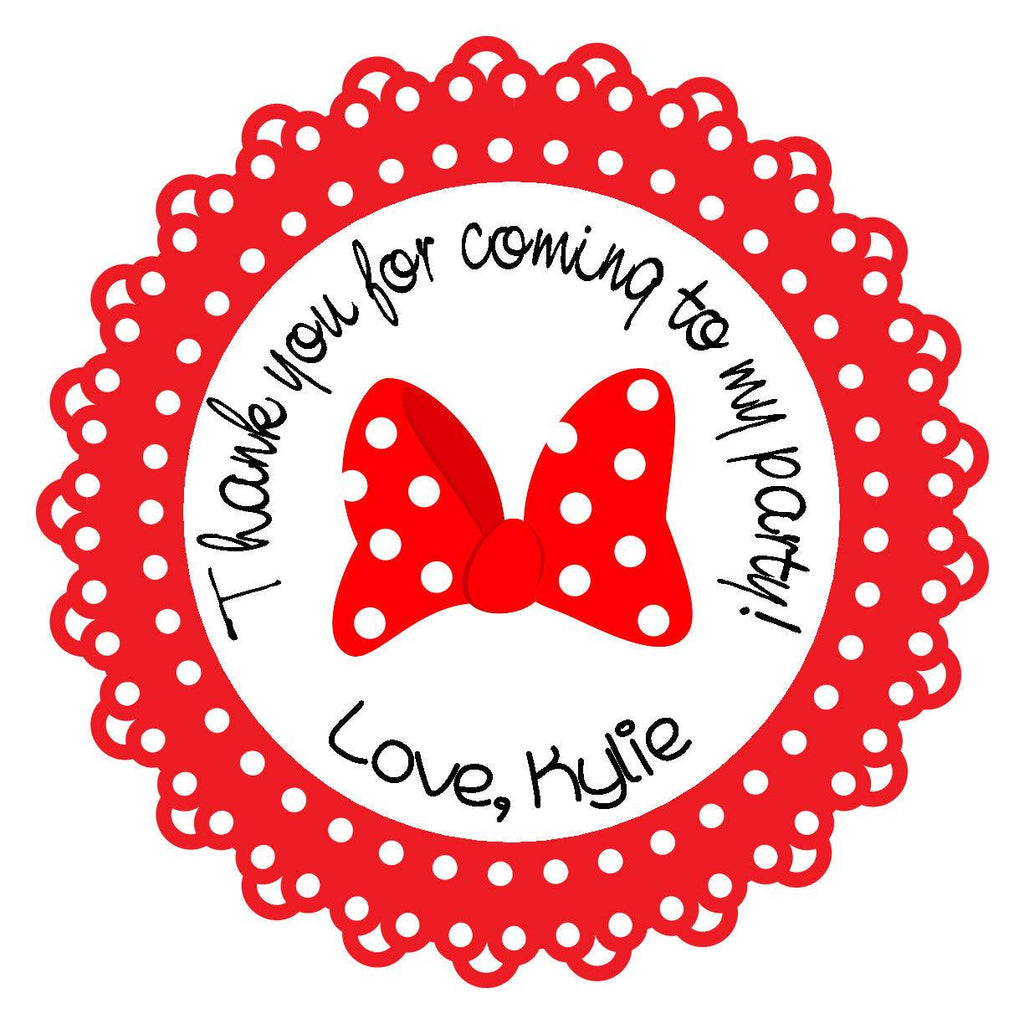 Minnie Mouse Hair Bow Birthday Party Stickers (#BPS7) - Stork Baby Gift Baskets