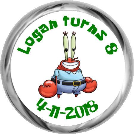 Mr. Krabs - Customized Hershey Kiss Sticker Favor