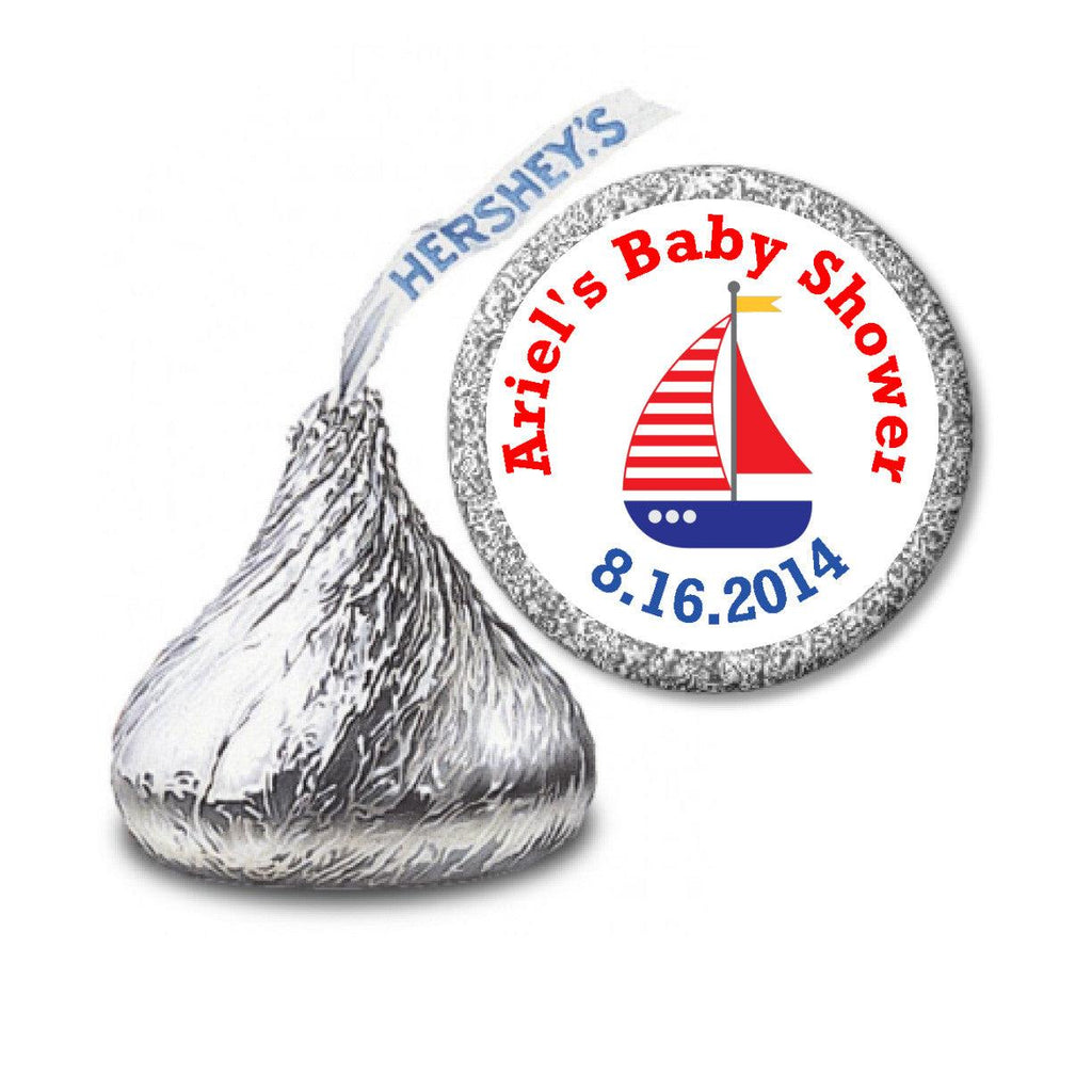 Nautical Sail Boat Stickers - Personalized Kisses Candy (#HKS38) - StorkBabyGiftBaskets - 2