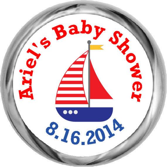 Nautical Sail Boat Stickers - Personalized Kisses Candy (#HKS38) - StorkBabyGiftBaskets - 1
