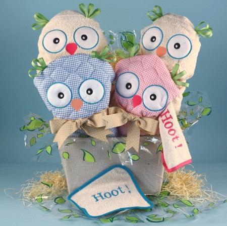 Twins-Two Hoots Baby Gift Basket 