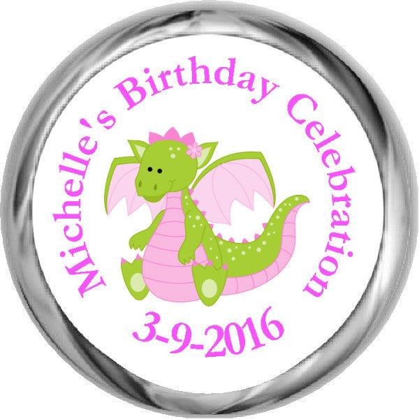 Pink Dragon Personalized HERSHEY KISSES Stickers (#HKS320) - StorkBabyGiftBaskets