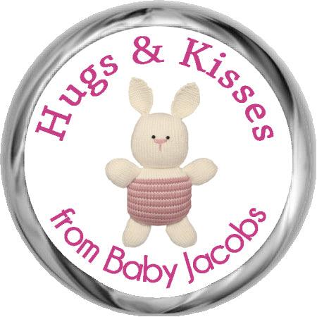 Tickled Pink Girl Baby Shower Kisses Sticker