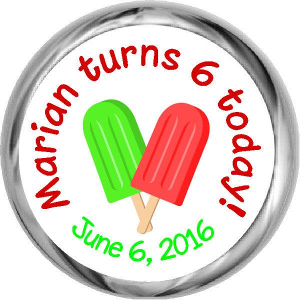 Popsicle's Personalized HERSHEY KISSES Stickers (#HKS331) - StorkBabyGiftBaskets