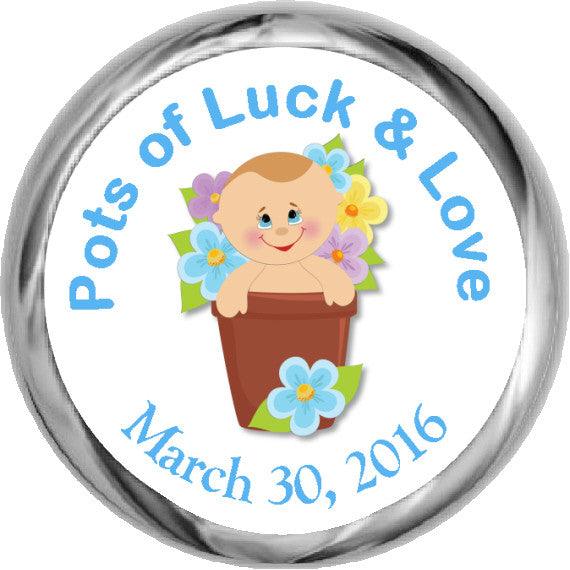 Pots of Luck Boy Sticker - Hershey Kisses Baby Shower (#HKS32) - StorkBabyGiftBaskets - 1