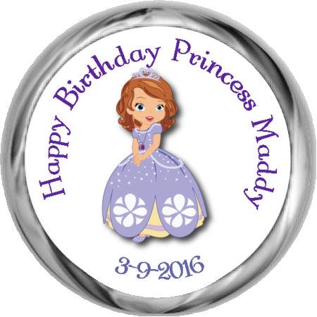 PRINCESS SOFIA- BIRTHDAY HERSHEY KISSES STICKERS 