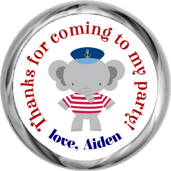 Sailor Elephant Boy Personalized HERSHEY KISS Stickers (#HKS328) - StorkBabyGiftBaskets
