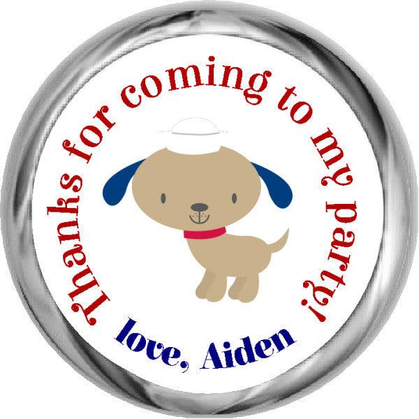 Sailor Puppy Sticker - Personalized HERSHEY KISS FAVOR (#HKS328) - StorkBabyGiftBaskets