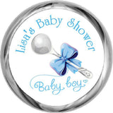 Baby Boy Silver Spoon Stickers - HERSHEY'S Kisses Favors (#HKS02) - StorkBabyGiftBaskets - 1