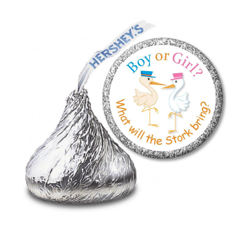 Pink and Blue Storks Sticker - Gender Reveal Candy Favors (#HKS39) - StorkBabyGiftBaskets - 2