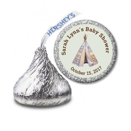 Tribal Teepee - Hershey Kiss Sticker Favor - StorkBabyGiftBaskets.com