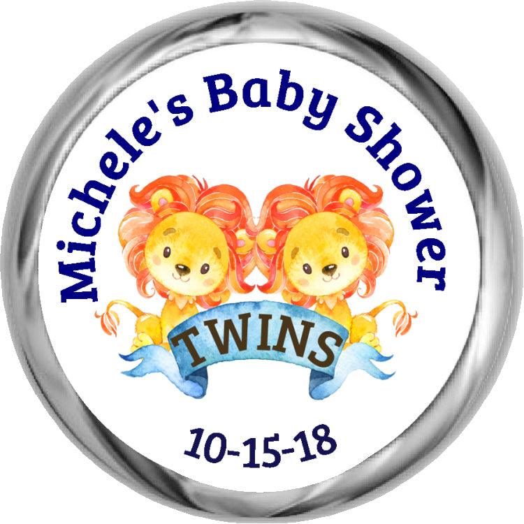 Twin Lion Stickers - Twins Baby Shower Favor - StorkBabyGiftBaskets.com