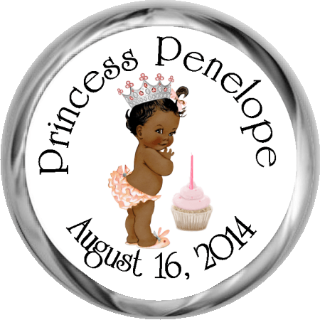 Vintage Princess African-American HERSHEY KISS Stickers (#HKS336) - StorkBabyGiftBaskets